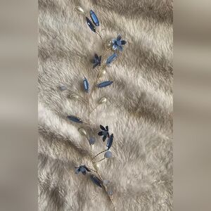 Handmade Dusty Blue, Pearl and Silver Floral Hair Vine